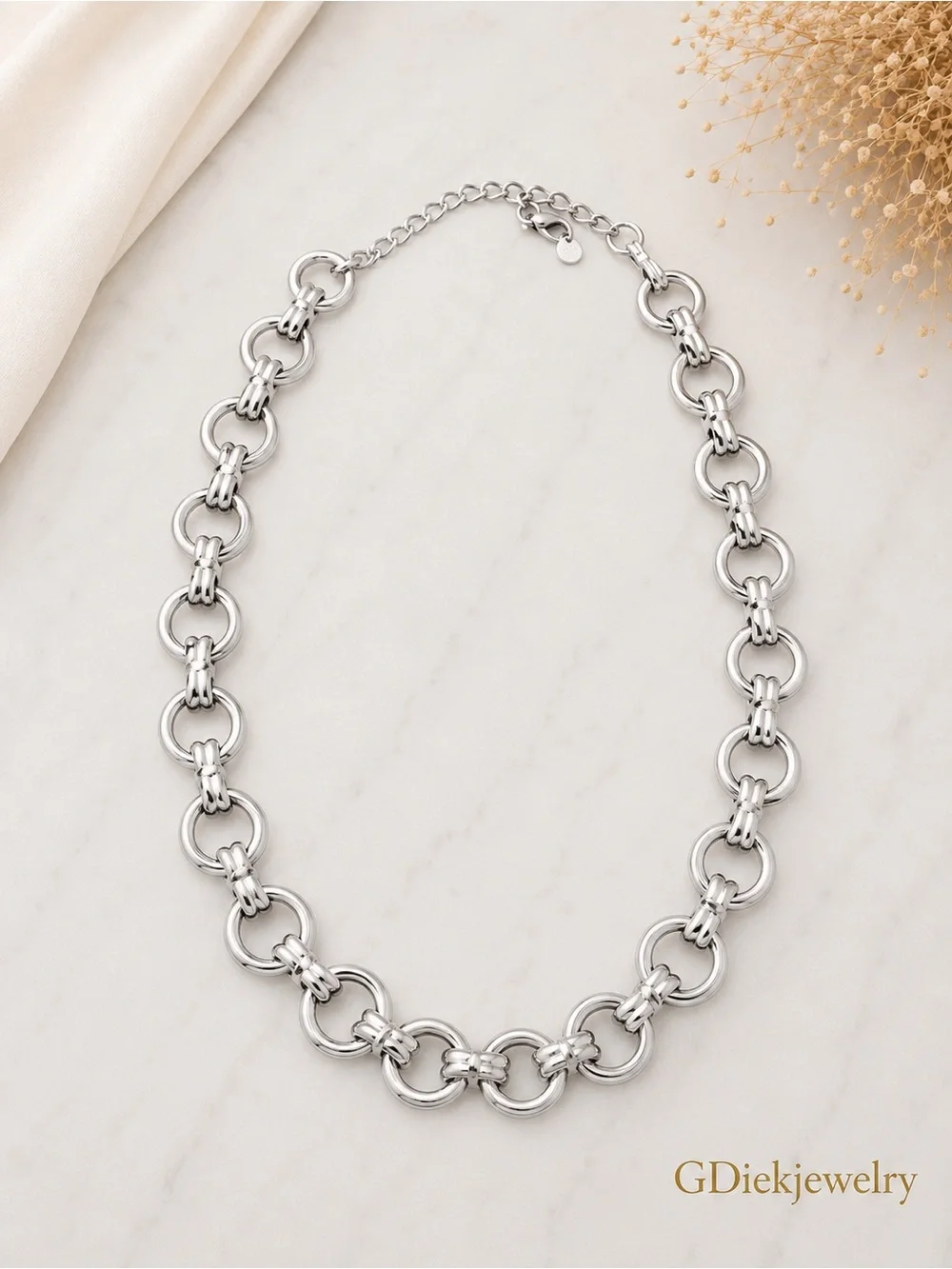 Silver Link Necklace - Polished Chain for Women